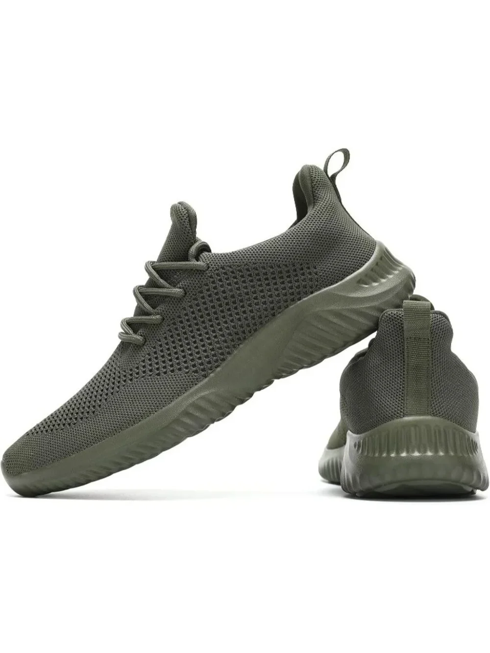 🆕Men's Army Green Slip on Walking Shoes Ultra Light Breathable Running Shoes